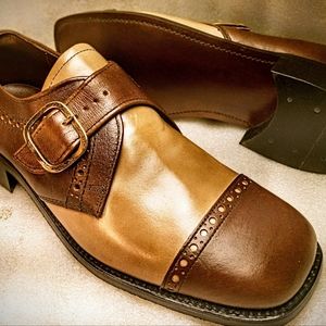 Vintage 1950s Deadstock Original Two toned Monkstrap Men's shoes size 10